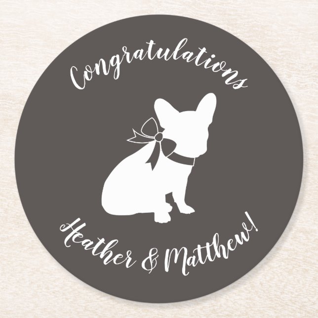 Dessous-de-verre Rond En Papier French Bulldog Theme Party - Baby shower neutre (Devant)