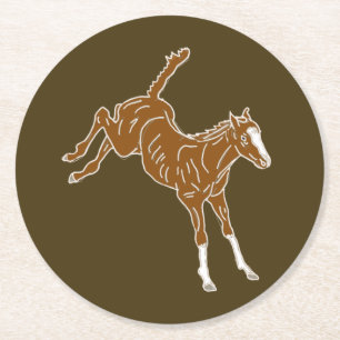 Dessous-de-verre Rond En Papier Frolicking Horse Foal - transparent uni-couleur.