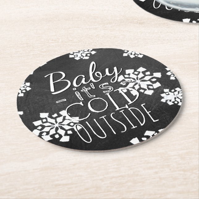 Dessous-de-verre Rond En Papier Fun Cute Baby Son Froid Dehors Chalkboard (Incliné)