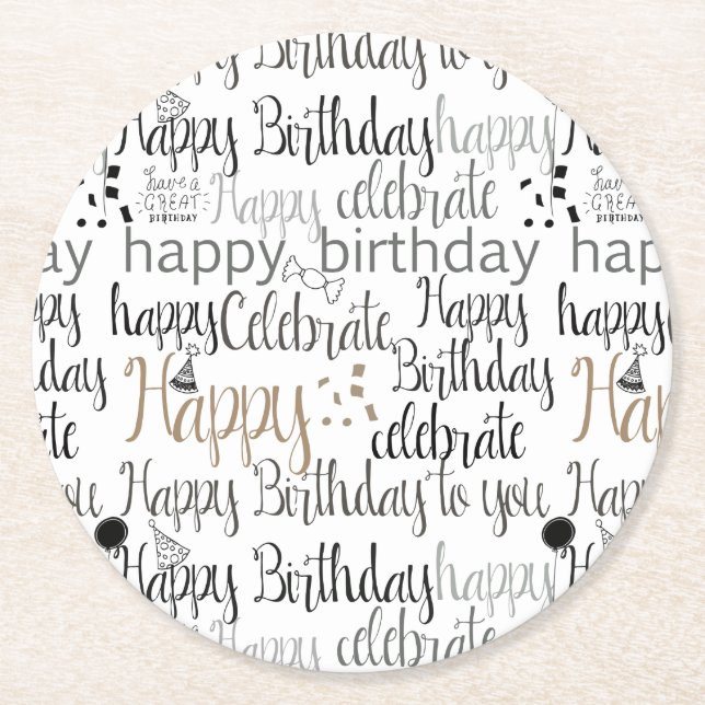 Dessous-de-verre Rond En Papier Fun Happy Balloons Birthday (Devant)
