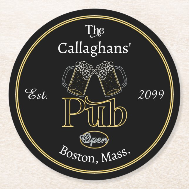 Dessous-de-verre Rond En Papier Fun Script Texte Pub w Beers Boire Coasters (Devant)