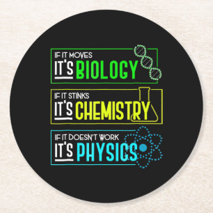 Dessous-de-verre Rond En Papier Funny Biologie Chimie Physique Science Nerd