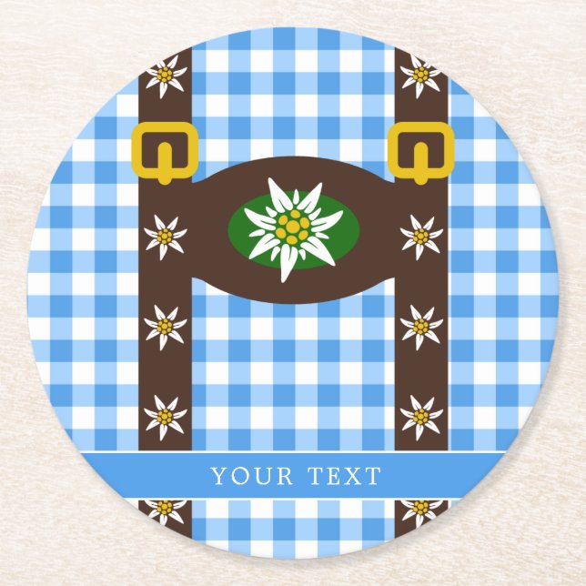 Dessous-de-verre Rond En Papier Funny Octoberfest Lederhosen Suspendants (Devant)