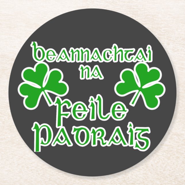 Dessous-de-verre Rond En Papier Gaelic St. Patrick's Day  (Devant)