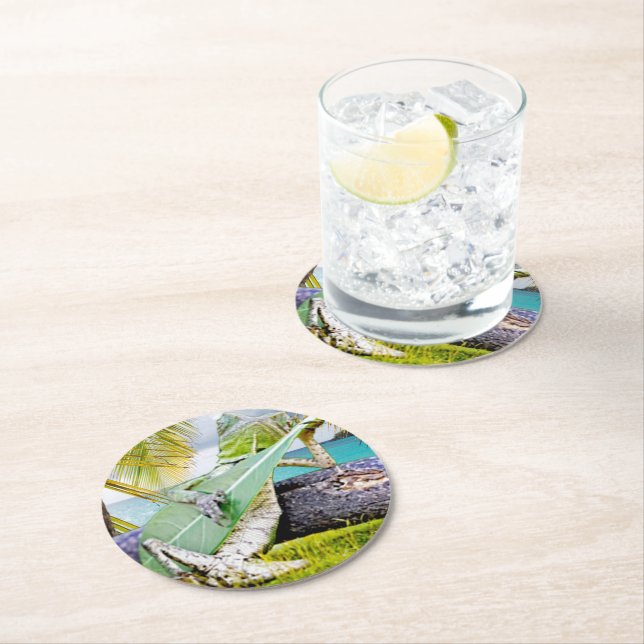 Dessous-de-verre Rond En Papier Gecko (En situation)