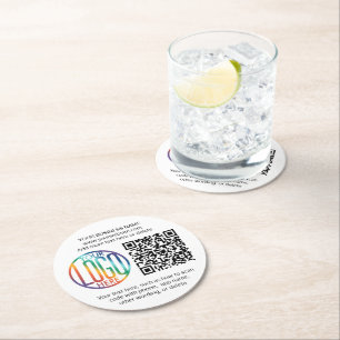 Dessous-de-verre Rond En Papier Générateur de code QR & Logo d'entreprise Simple M