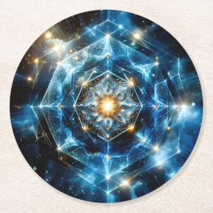 Dessous-de-verre Rond En Papier Géométrie cosmique mandala étoile univers abstrait