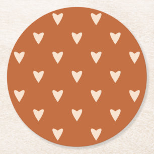 Dessous-de-verre Rond En Papier Géométrie en amour - crème sur ocre rouge - motif.