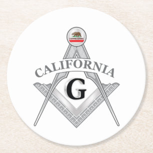 Dessous-de-verre Rond En Papier Gîte de franc-maçonnerie de l'Etat de Californie
