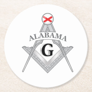 Dessous-de-verre Rond En Papier Gîte de franc-maçonnerie de l'état de l'Alabama