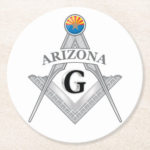 Dessous-de-verre Rond En Papier Gîte de franc-maçonnerie de l'état de l'Arizona