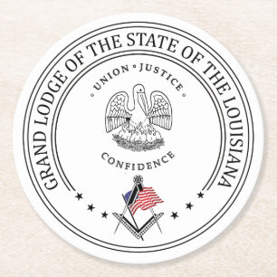 Dessous-de-verre Rond En Papier Gîte de franc-maçonnerie de l'État de Louisiane