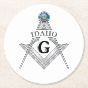 Dessous-de-verre Rond En Papier Gîte de franc-maçonnerie de l'Etat d'Idaho