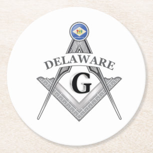 Dessous-de-verre Rond En Papier Gîte de franc-maçonnerie de l'Etat du Delaware