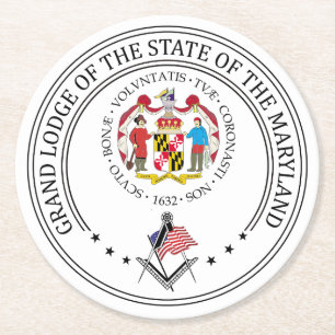 Dessous-de-verre Rond En Papier Gîte de franc-maçonnerie de l'état du Maryland