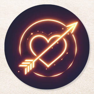 Dessous-de-verre Rond En Papier glowing image of a heart with cupid's arrow