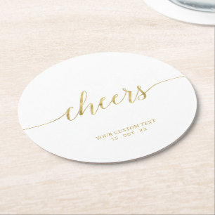 Dessous-de-verre Rond En Papier Gold Modern Letting Cheers Party
