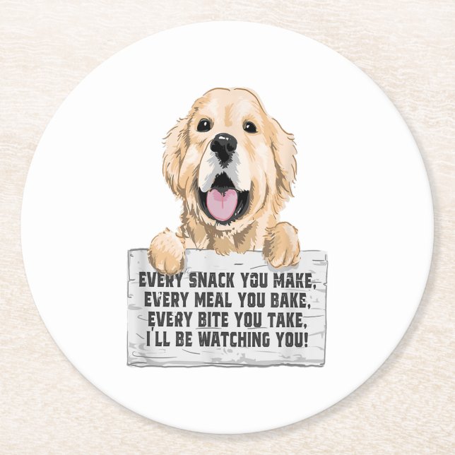 Dessous-de-verre Rond En Papier Golden Retriever Dog (Devant)