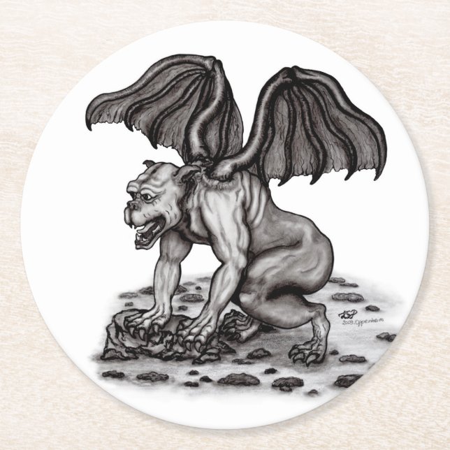 Dessous-de-verre Rond En Papier Golem Gargoyle (Devant)