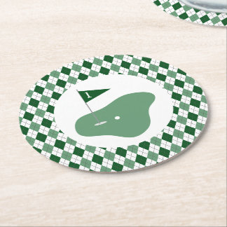 Dessous-de-verre Rond En Papier Golf Boy 1er anniversaire
