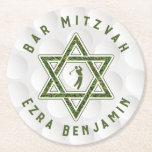 Dessous-de-verre Rond En Papier Golf Thème Golf Bar Mitzvah<br><div class="desc">Dessous de verre en papier à thème de golf Bar Mitzvah avec un arrière - plan de golf et des accents d'herbe verte. Ce dessous de verre en papier de golf Bar Mitzvah est élégant et moderne. Ce dessous de verre en papier de Bar Mitzvah, décoré sur le thème du...</div>