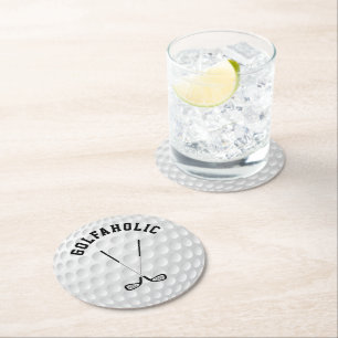 Dessous-de-verre Rond En Papier Golf Traversée clubs golf balle de golf en texte
