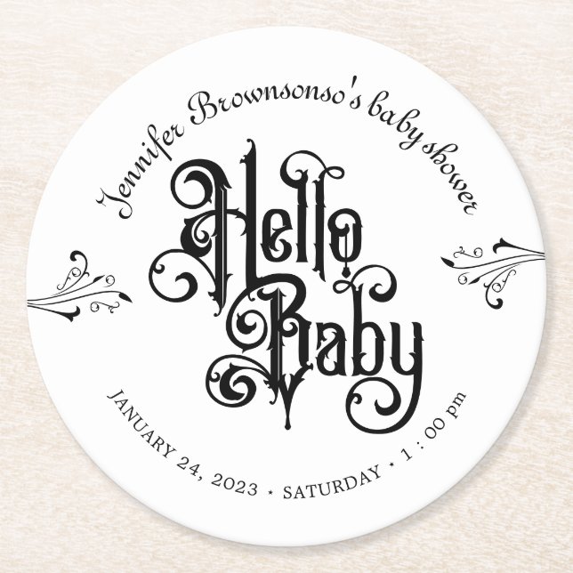 Dessous-de-verre Rond En Papier Gothic Dark Hello Baby  (Devant)