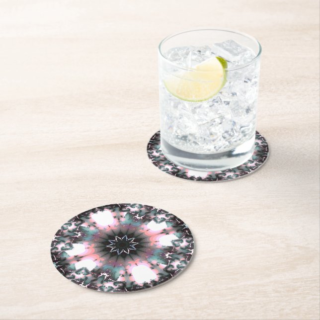 Dessous-de-verre Rond En Papier Gothique Frozen Winter Spider Web (En situation)