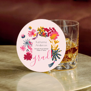 Dessous-de-verre Rond En Papier Graduation Florale rose Arc moderne