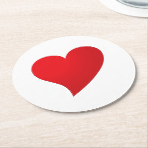Dessous-de-verre Rond En Papier Grand coeur rouge mignon minimaliste moderne Valen