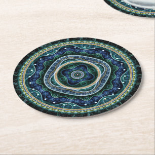 Dessous-de-verre Rond En Papier Grand Julian Fractal Mandala Art