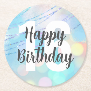 Dessous-de-verre Rond En Papier Grand nombre Bokeh Dessous de verre d'anniversaire