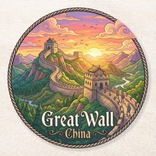 Dessous-de-verre Rond En Papier Grande Muraille de Chine