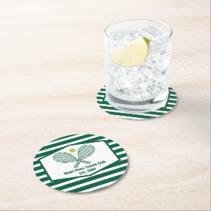 Dessous-de-verre Rond En Papier Green Stried Tennis Country Club personnalisé