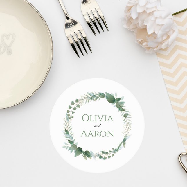 Dessous-de-verre Rond En Papier Greenery Wedding Coaster (Créateur téléchargé)