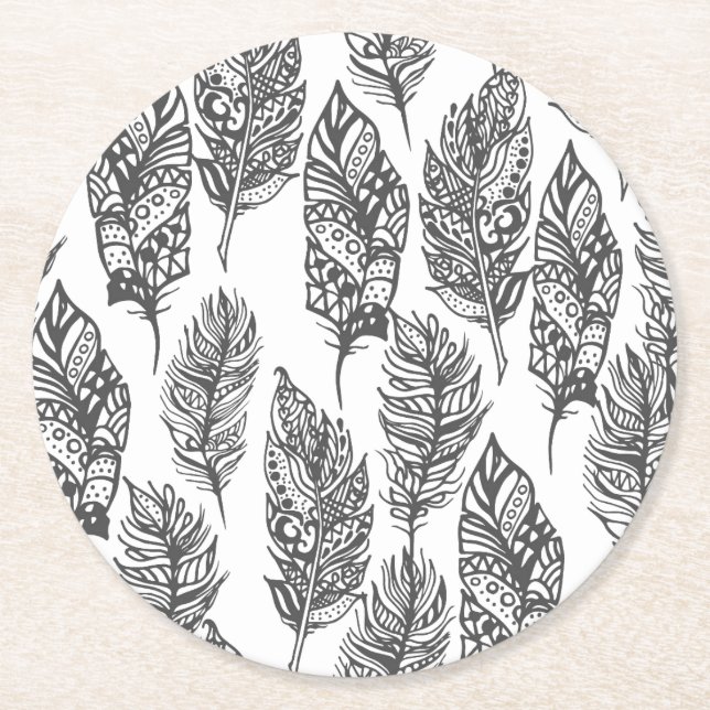 Dessous-de-verre Rond En Papier Griffonnage doux de plumes (Devant)