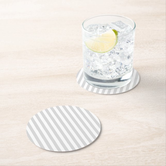 Dessous-de-verre Rond En Papier Gris clair et blanc (En situation)