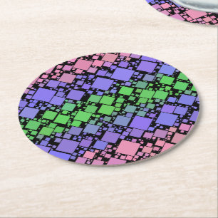 Dessous-de-verre Rond En Papier Groovy Boho Rétro Mod Géométrique Fierté Trigender