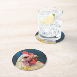 Dessous-de-verre Rond En Papier Gros plan du poulet