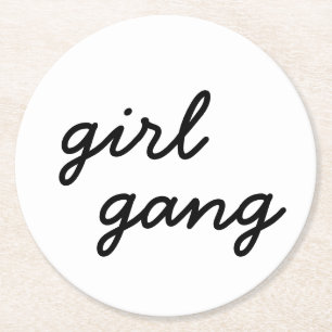 Dessous-de-verre Rond En Papier groupe de filles mignonnes féministes modernes écr