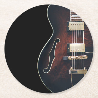 Dessous-de-verre Rond En Papier Guitare Électrique Sur Fond Noir