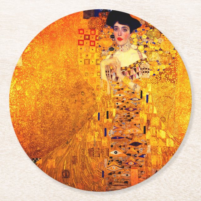 Dessous-de-verre Rond En Papier Gustav Klimt Portrait d'Adele Bloch Bauer (Devant)