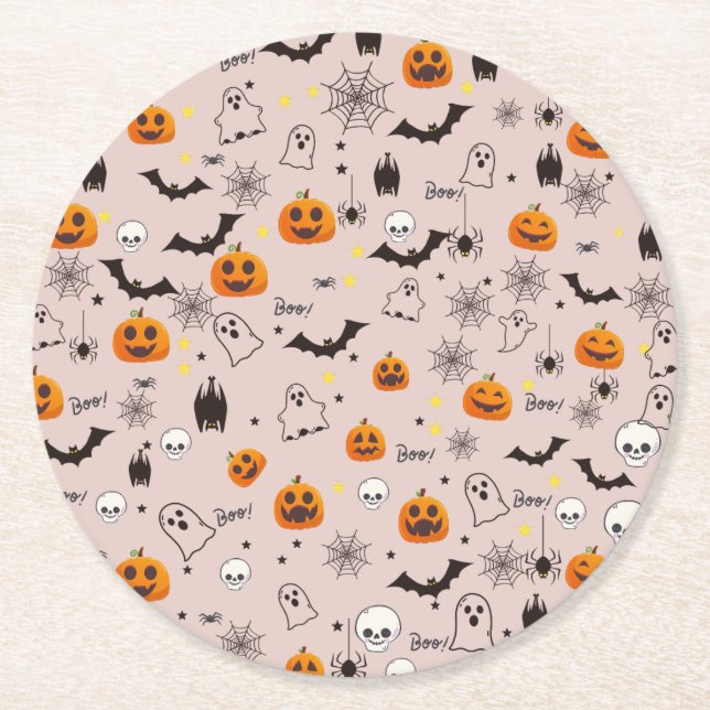 Dessous-de-verre Rond En Papier Halloween Boo Ghost Cute (Devant)