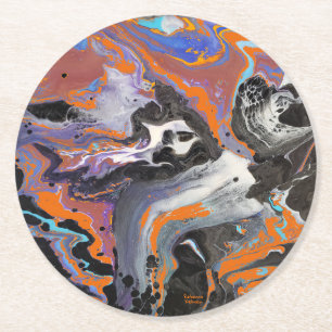 Dessous-de-verre Rond En Papier Halloween éffrayant et heureux