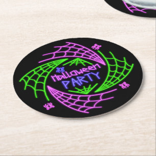 Dessous-de-verre Rond En Papier Halloween Neon Glow Look Spider Web Party