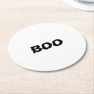 Dessous-de-verre Rond En Papier Halloween noir et blanc éffrayant