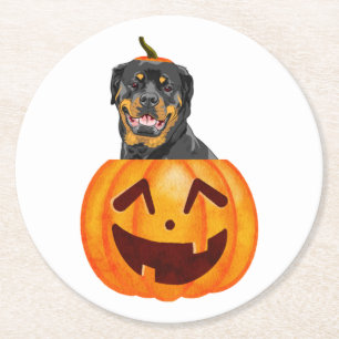 Dessous-de-verre Rond En Papier Halloween Rottweiler