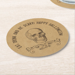 Dessous-de-verre Rond En Papier Halloween vintage Personnalisé Parti