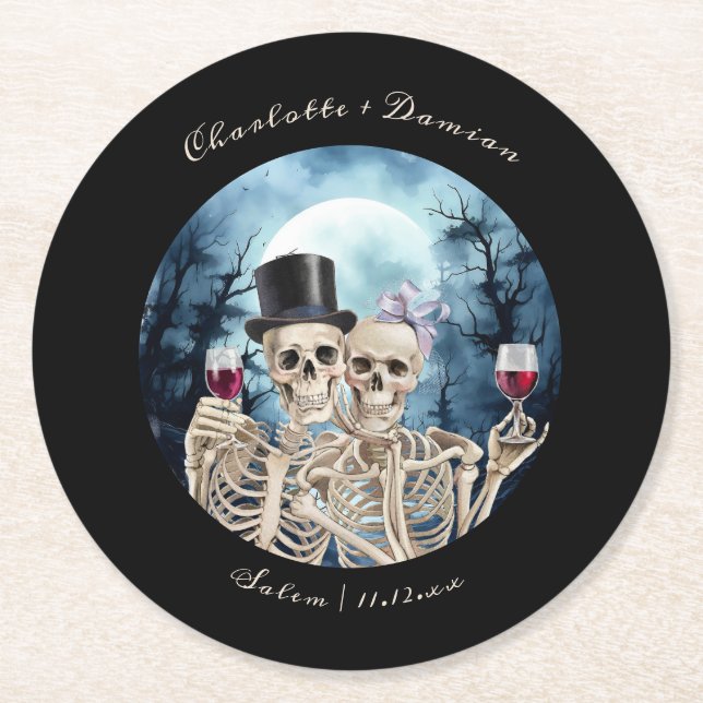 Dessous-de-verre Rond En Papier Hallowen Gothic Skuls Tarot Le Mariage des amoureu (Devant)