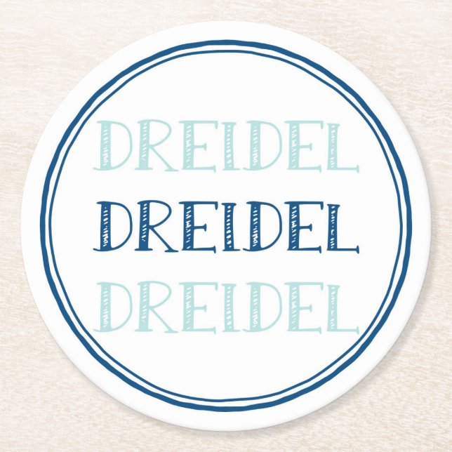 Dessous-de-verre Rond En Papier Hanoukka Dreidel Moderne (Devant)